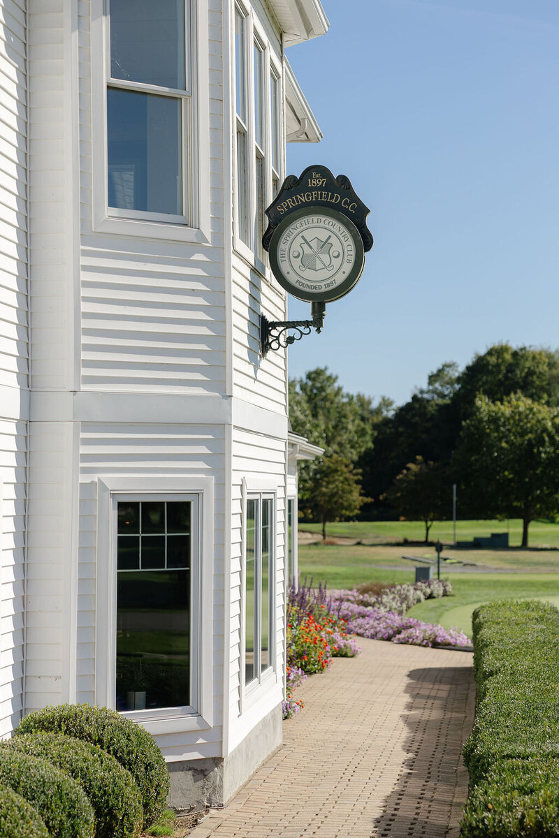Springfield Country Club clubhouse and garden path